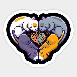 Cats in Love Shape Sticker